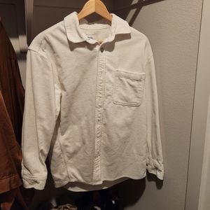 ZARA men's white corduroy button-up shirt jacket
